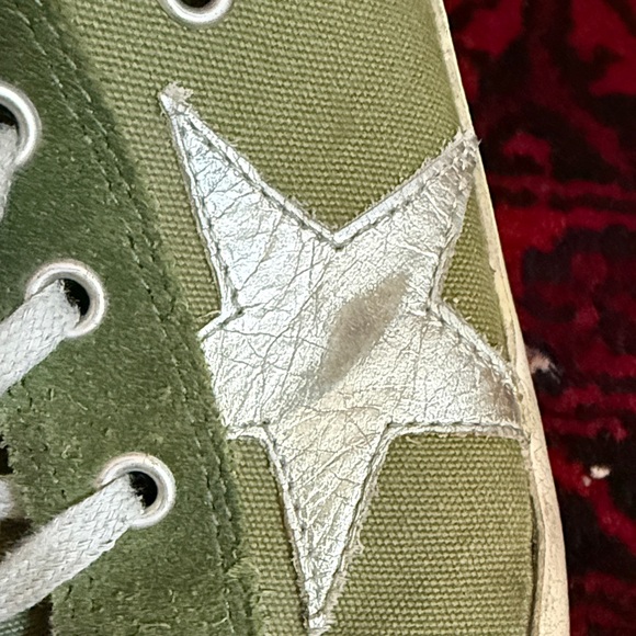 Golden Goose Green High-Top Sneakers with Silver Star Pre-Loved Condition - Picture 12 of 14